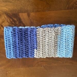 Handmade Crochet Headband in Blue and Gray